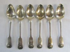 Set of 6 Victorian silver teaspoons Newcastle 1859 weight 3.