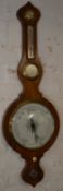 19th century banjo wall barometer with onion top, silvered dial,