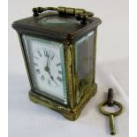 Small brass carriage clock H (excluding handle) 9 cm (af)