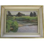 Oil on board by Henry Holzer 'by Eisey Bridge' signed and dated '54 44 cm x 34 cm