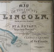 David N Robinson collection - Early 19th century engraved & colour wash map of Lincolnshire: 'Map