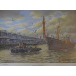 Limited edition signed print of Grimsby Docks entitled 'Fresh Fish For Market' by Keith Baldock,