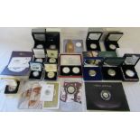 Various silver proof coin sets inc The Falkland Islands liberation crown,