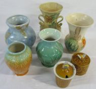 Selection of 1930's vases etc in Beswick and Crown Devon