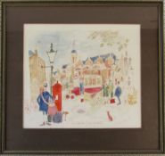 Watercolour by Colin Carr 'Old Market Place, Grimsby' signed and dated lower right corner 30.