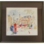 Watercolour by Colin Carr 'Old Market Place, Grimsby' signed and dated lower right corner 30.