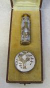 Vintage cased mother of pearl miniature compact and atomiser