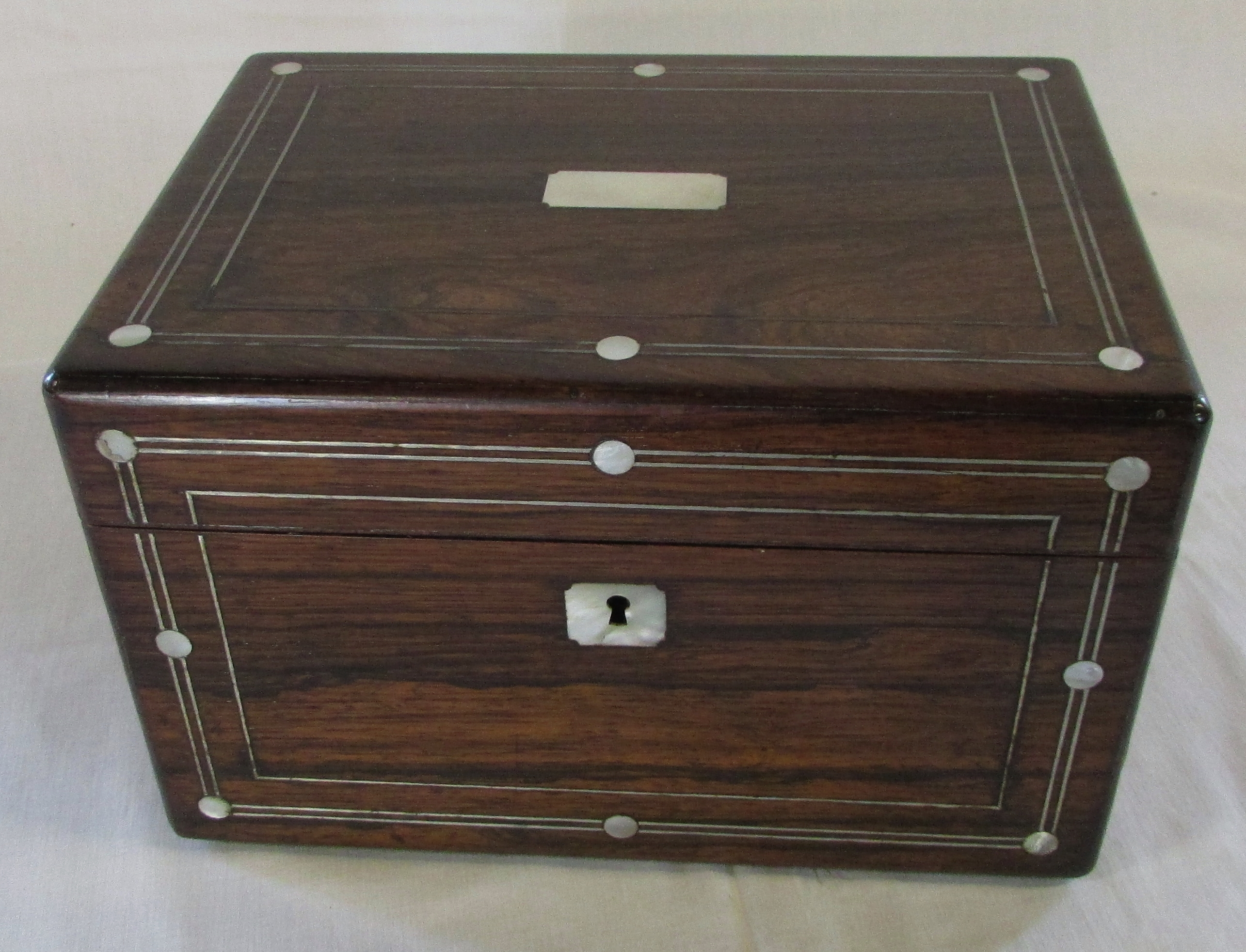 Victorian work box with mother of pearl inlay and secret drawer - Image 2 of 2