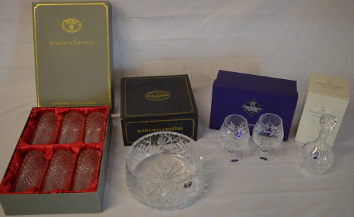 Bohemia crystal boxed set of 6 drinking glasses, Bohemia crystal large bowl,