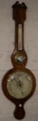 19th century banjo wall barometer with thermometer and small convex mirror
