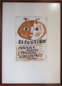 Pablo Picasso lithographic print exhibition poster for the Vallauris Exposition published in 1957