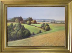 Oil on board 'View from Haugh' by Baz East (b.1938) signed lower left corner 72 cm x 53.