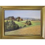 Oil on board 'View from Haugh' by Baz East (b.1938) signed lower left corner 72 cm x 53.