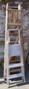 2 wooden & an aluminium step ladders