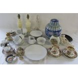 Selection of ceramics inc Bohemia and Limoges & pair of table lamps etc