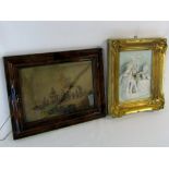 Gilt framed plaster wall plaque & a print by Wilhelm Alexander Meyerheim