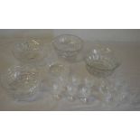 Various glass bowls and drinking glasses,