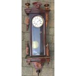 Large ornate Vienna regulator wall clock with 2 piece dial missing weight (2 pieces of case need