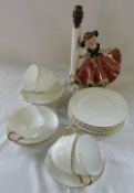 Bone china part tea service & porcelain figural lamp base
