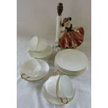 Bone china part tea service & porcelain figural lamp base