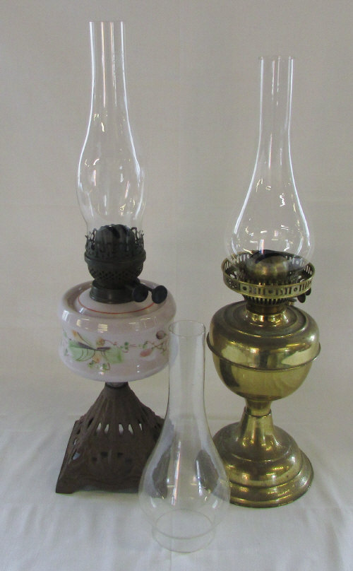 2 paraffin lamps (with extra glass chimney)