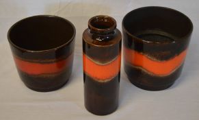 3 German fat lava vases