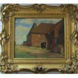 Oil on board of 'Cadborough Farm on Rye' by Walter J Hall (1866-1947) signed and dated 1926 (also