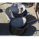 Galvanised buckets and enamel pans,