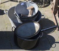 Galvanised buckets and enamel pans,