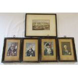 5 George Baxter prints inc HRH Prince Albert & Napoleon