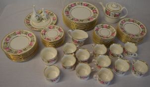A large Royal Worcester 'Royal Garden' part dinner / tea service including dinner plates, teapot,