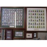 Various framed cigarette cards