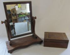 Victorian toilet mirror & tunbridge ware box inscribed inside 'A Barton from her mother 19/11/85'