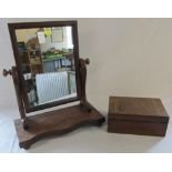 Victorian toilet mirror & tunbridge ware box inscribed inside 'A Barton from her mother 19/11/85'