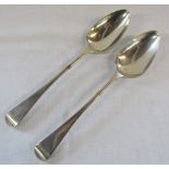 Pair of George III silver serving spoons London 1792 weight 4.