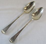 Pair of George III silver serving spoons London 1792 weight 4.