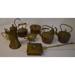 Various metalware including copper kettles