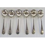 Set of 6 silver soup spoons Sheffield 1971 weight 10.