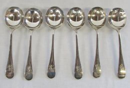 Set of 6 silver soup spoons Sheffield 1971 weight 10.