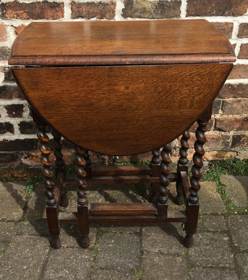 Oak gate leg table with barley twist legs