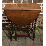 Oak gate leg table with barley twist legs