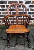 Victorian child's Windsor chair with yew wood back,