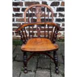 Victorian child's Windsor chair with yew wood back,