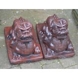 Pair of Oriental style garden dragon figures