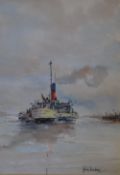Watercolour of a paddle steamer 'Lincoln Castle,
