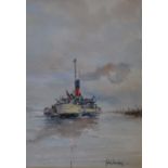 Watercolour of a paddle steamer 'Lincoln Castle,