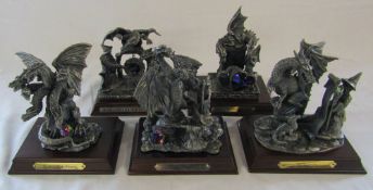 5 large boxed Myth & Magic by Tudor Mint figures inc The seven headed dragon,