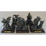 5 large boxed Myth & Magic by Tudor Mint figures inc The seven headed dragon,