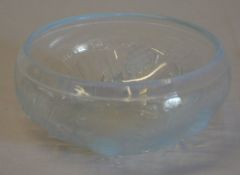 Jobling opalescent glass bowl decorated with pine cones registered design number 777133