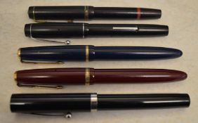 Summit S100 fountain pen with 14kt gold nib, 2 Parker fountain pens with 14kt gold nibs,